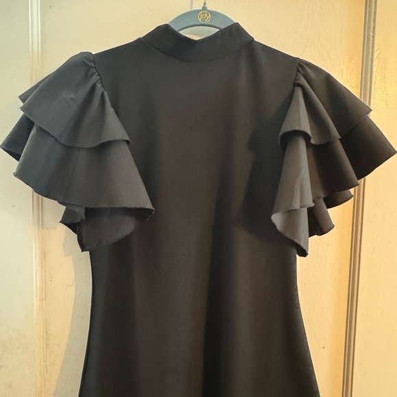 SHEIN Elegant Black Ruffle Sleeve Mini Dress - Picture 2 of 9